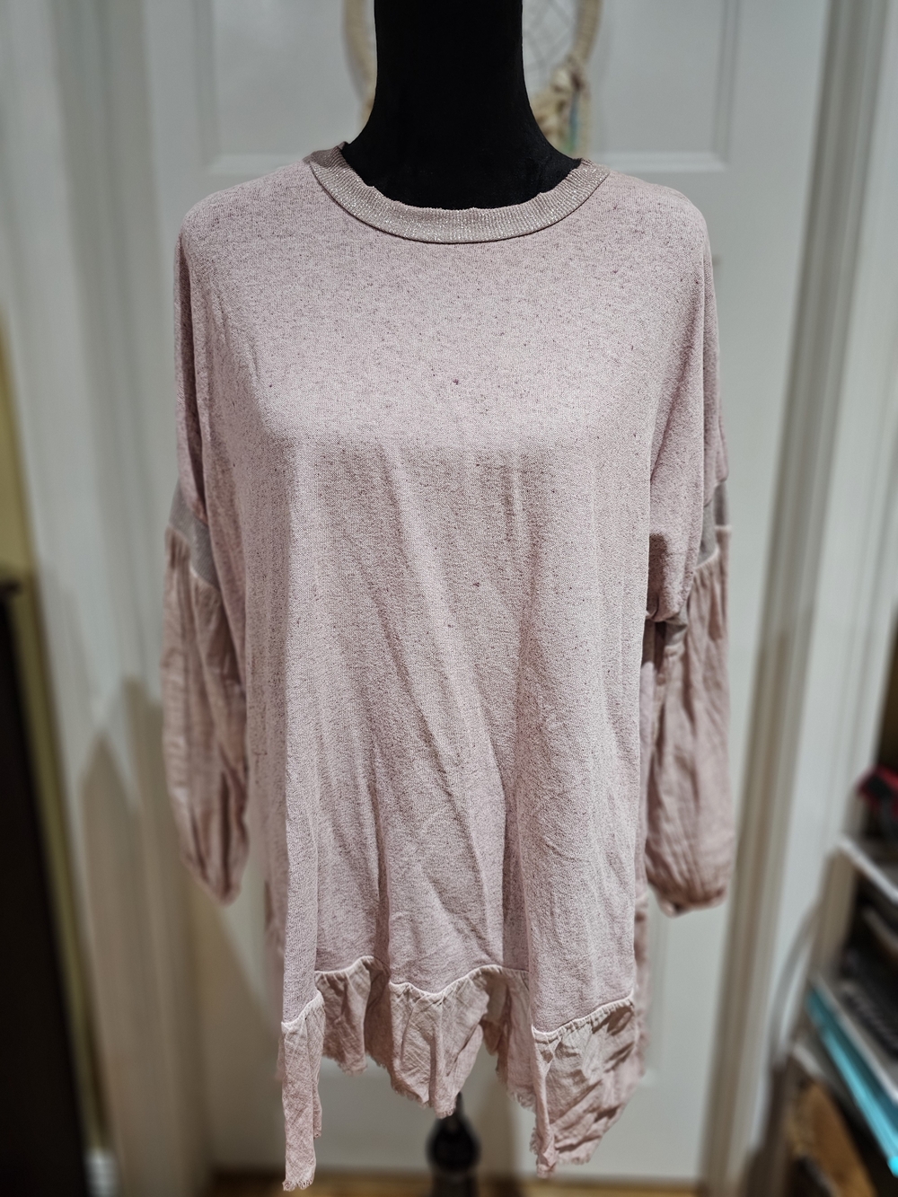 Relaxed Pink Women's Top - Soft Drop Long Sleeve,NWT